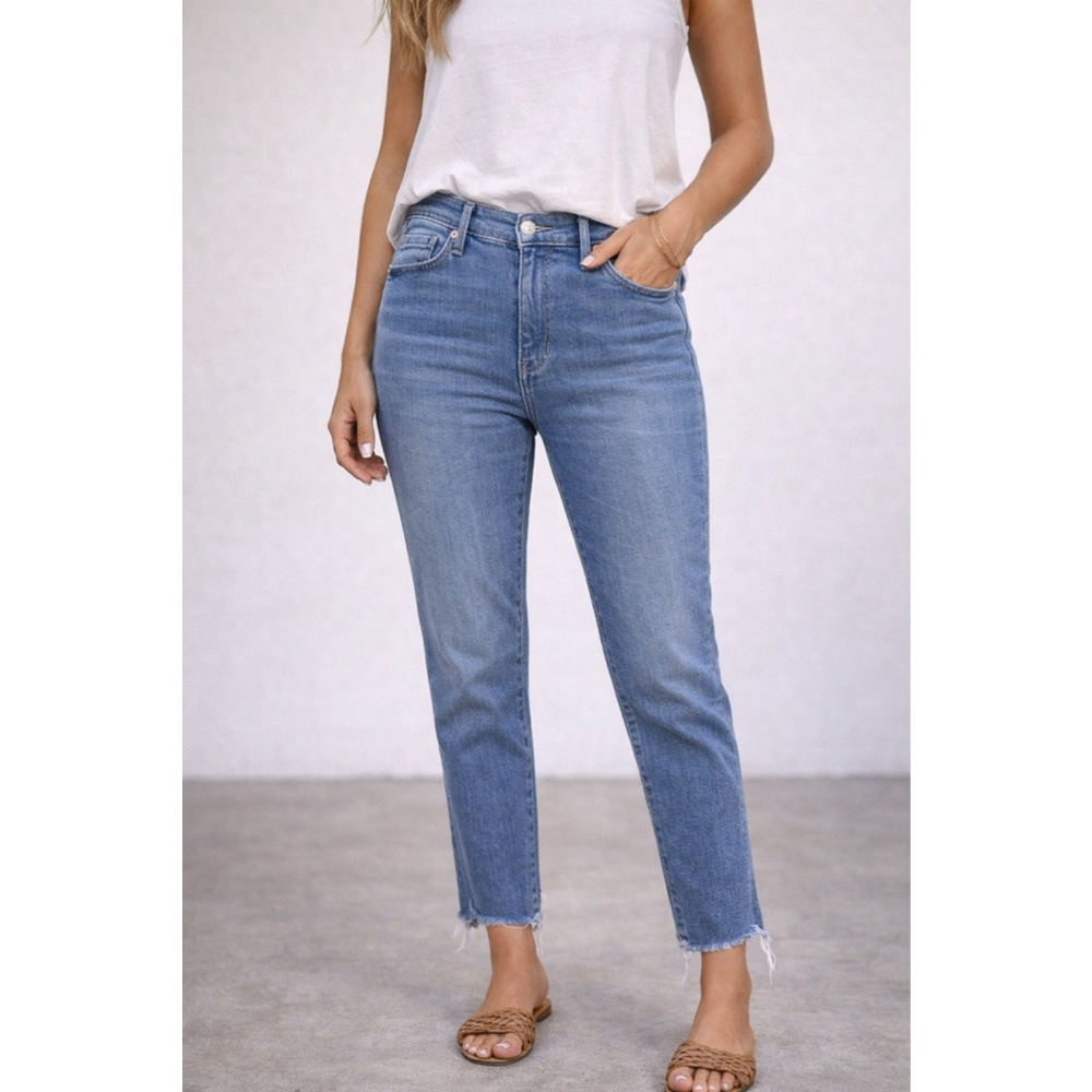 Citizens of Humanity Rocket Crop High Rise Skinny Jeans Size 32 Blue Raw Hem